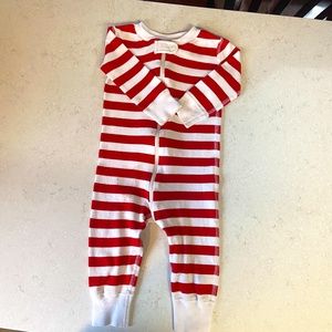 Hanna Andersson Zip Up Sleeper Red Stripe 12-18m
